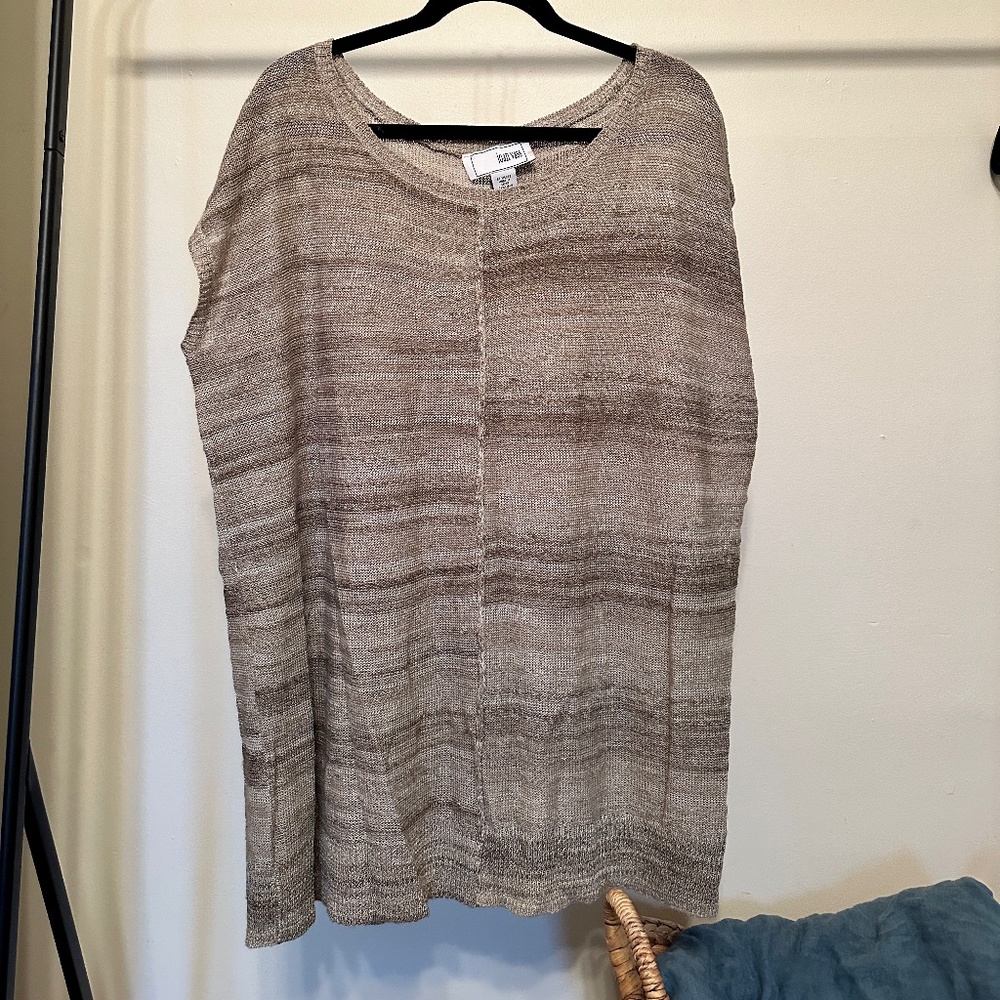 Joan Vass Linen Blend Sleeveless Sweater